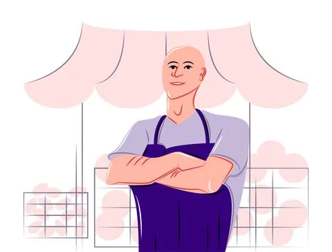 Vector bazaar trader in shadow of sharp lines style Stock Illustration