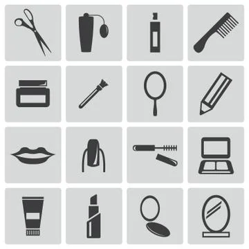 Vector bBlack Cosmetics Icons Set イラスト素材