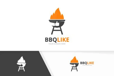 Vector bbq and like logo combination. Grill and best symbol or icon. Unique Stock-Illustration