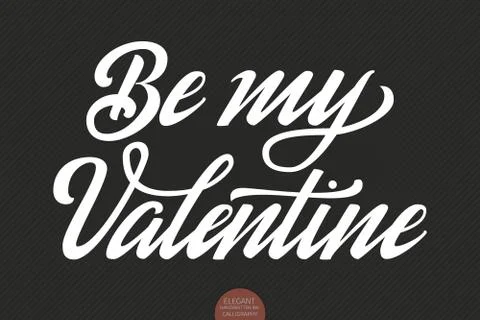 Vector Be my Valentine text. Valentine s typography. Elegant modern handwritt イラスト素材