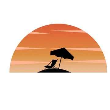 Vector beach panorama icon Stock Illustration