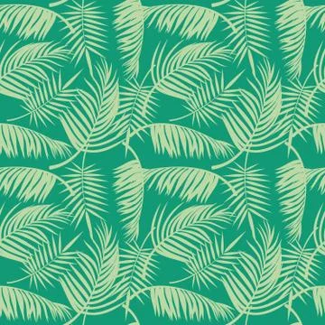 Vector beach seamless pattern with tropical palm tree leaves Stock Illustration