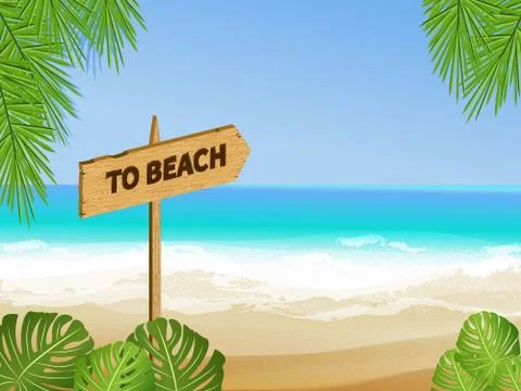 Vector to beach sign Stock Illustration