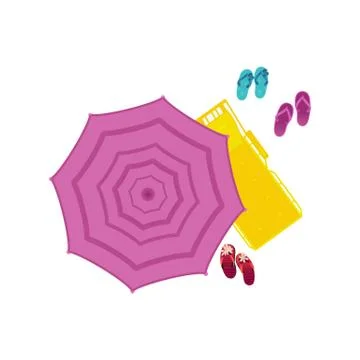 Vector beach sun umbrella lounger slipper icon Stock Illustration