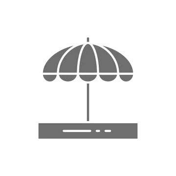 Vector beach umbrella, vacation equipment grey icon. 스톡 일러스트