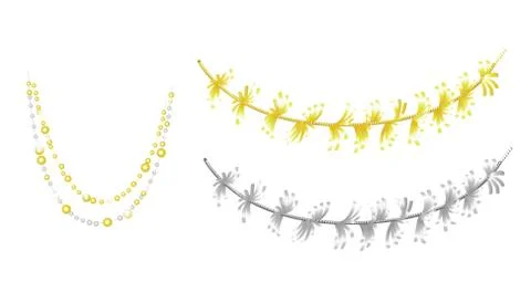 Vector beads and tinsels isolated on white background.  Stock Illustration