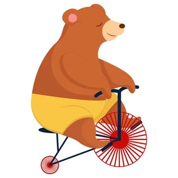 Vector Bear on Bicycle Illustration. Stock Illustration