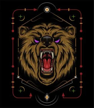 VECTOR BEAR HEAD ILLUSTRATION, angry bear mascot Stockillustratie