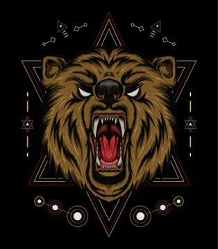 VECTOR BEAR HEAD ILLUSTRATION, angry bear mascot Stockillustratie