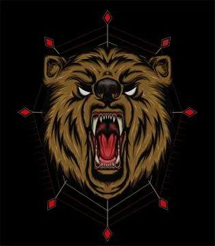 VECTOR BEAR HEAD ILLUSTRATION, angry bear mascot Stockillustratie