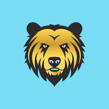 Vector bear head isolate on blue pastel background Stock Illustration