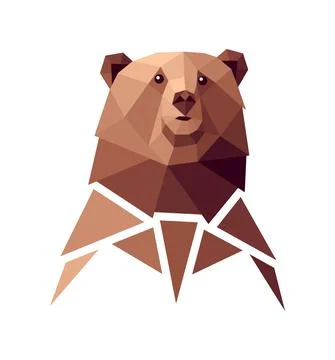 Vector bear in low poly style Illustrazione stock