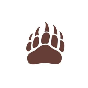 Vector bear paw footstep silhouette for logo, icon, poster, banner. Wild anim Stock Illustration