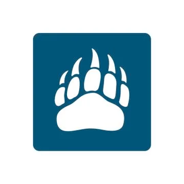 Vector bear paw footstep silhouette for logo, icon, poster, banner. Wild anim Stock Illustration