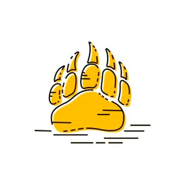 Vector bear paw footstep silhouette for logo, icon, poster, banner. Wild anim Stock Illustration