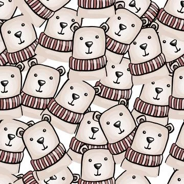 Vector bear seamless pattern. Cute teddy illustration. Cartoon animals Stock Illustration