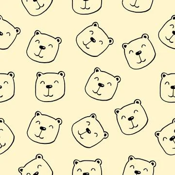 Vector bear seamless pattern. Cute teddy illustration. Cartoon animals Illustrazione stock