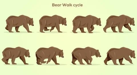 Vector Bear Walk cycle イラスト素材