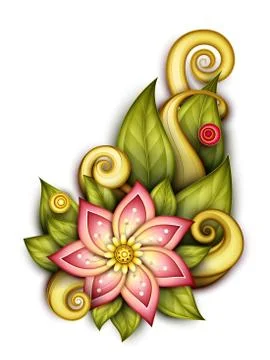 Vector Beautiful Abstract Colored Floral Composition Stock Illustration