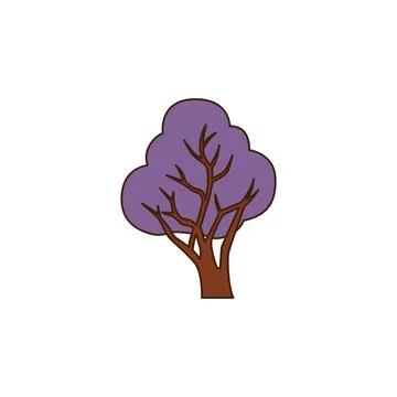 Vector beautiful blooming Jacaranda tree icon. Vector big tree with purple color Stock Illustration