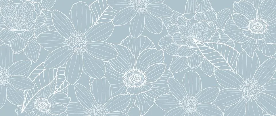 Vector beautiful blue floral background for text, covers, wallpapers, Stock Illustration
