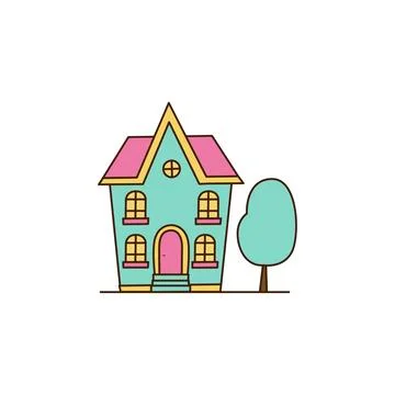 Vector beautiful blue house icon. Vector Illustration of sweet home with blue Stock Illustration