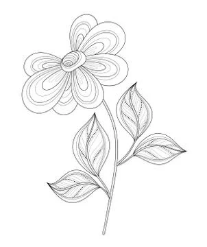 Vector Beautiful Contour Flower Stock Illustration