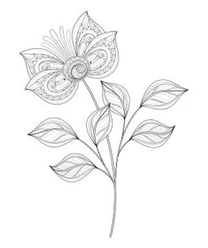 Vector Beautiful Contour Flower Stock Illustration