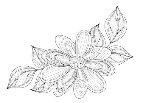 Vector Beautiful Contour Flower Stock Illustration