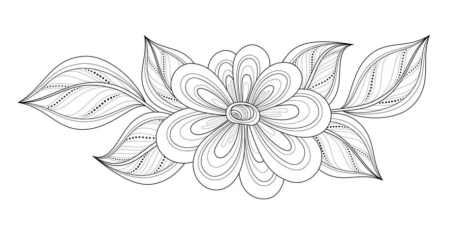 Vector Beautiful Contour Flower Stock Illustration