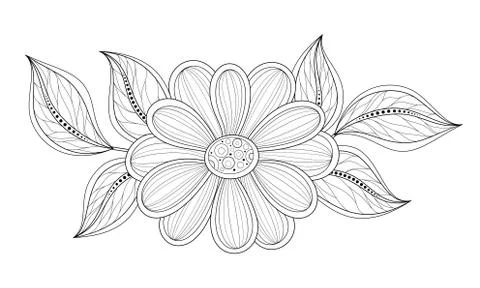 Vector Beautiful Contour Flower Stock Illustration