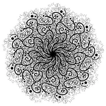 Vector Beautiful Deco Black Mandala, Patterned Design Element, Ethnic Amulet Stockillustratie