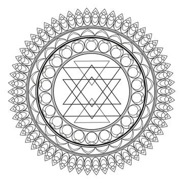 Vector Beautiful Deco Black Mandala, Patterned Design Element, Ethnic Amulet Stock Illustration