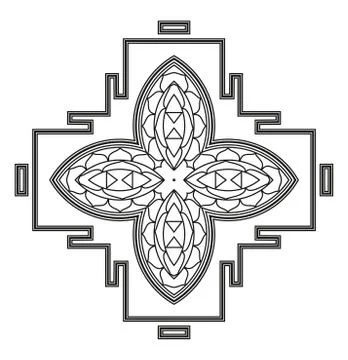 Vector Beautiful Deco Black Mandala, Patterned Design Element, Ethnic Amulet Stockillustratie