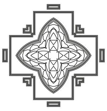 Vector Beautiful Deco Black Mandala, Patterned Design Element, Ethnic Amulet 스톡 일러스트