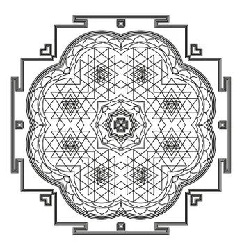 Vector Beautiful Deco Black Mandala, Patterned Design Element, Ethnic Amulet Stockillustratie