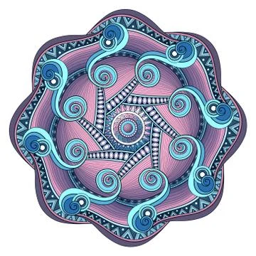 Vector Beautiful Deco Colored Contour Mandala Stock Illustration