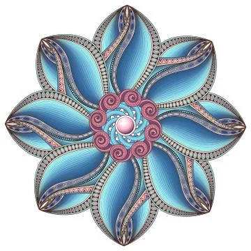 Vector Beautiful Deco Colored Contour Mandala Stock Illustration