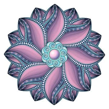Vector Beautiful Deco Colored Contour Mandala Stock Illustration