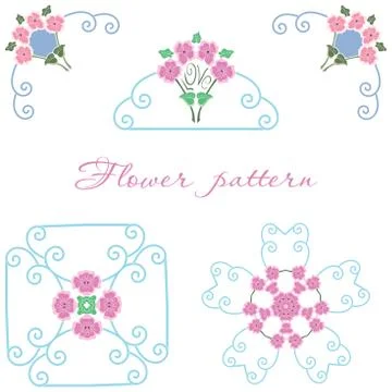Vector beautiful floral ornament elements of different styles. Stock Illustration