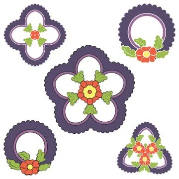 Vector beautiful floral ornament elements of different styles. Stock Illustration