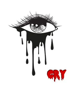Vector beautiful illustration with crying eye. Black illustration. Women's wa Stock Illustration