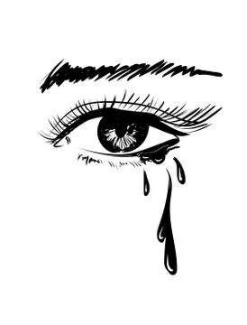 Vector beautiful illustration with crying eye. Black illustration. Women's wa Stock Illustration