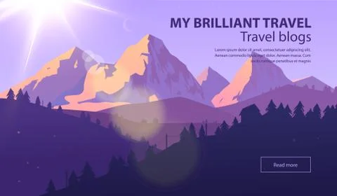 Vector beautiful landscape banner. Horizontal banner for web design development Illustrazione stock
