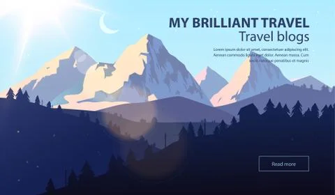 Vector beautiful landscape banner. Horizontal banner for web design development Stock Illustration
