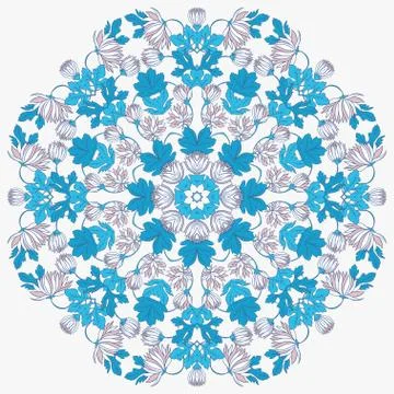 Vector Beautiful Mandala Roses Background. Floral Seamless Patte Stock Illustration