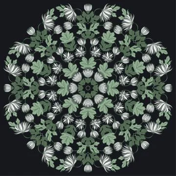 Vector Beautiful Mandala Roses Background. Floral Seamless Patte Stock Illustration