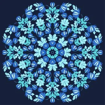 Vector Beautiful Mandala Roses Background. Floral Seamless Patte Stock Illustration