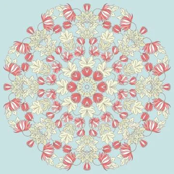 Vector Beautiful Mandala Roses Background. Floral Seamless Patte Illustrazione stock