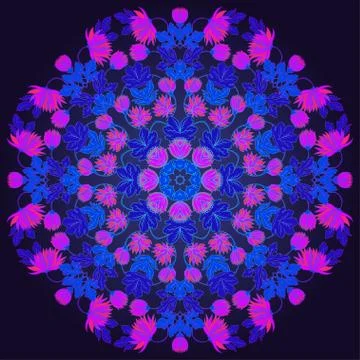 Vector Beautiful Mandala Roses Background Floral Pattern with ma Stock Illustration